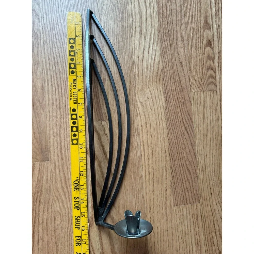 Vintage MCM Brutalist‎ 3-Tiered Arch Wall Sconce - Ribbed Metal Candle Holder